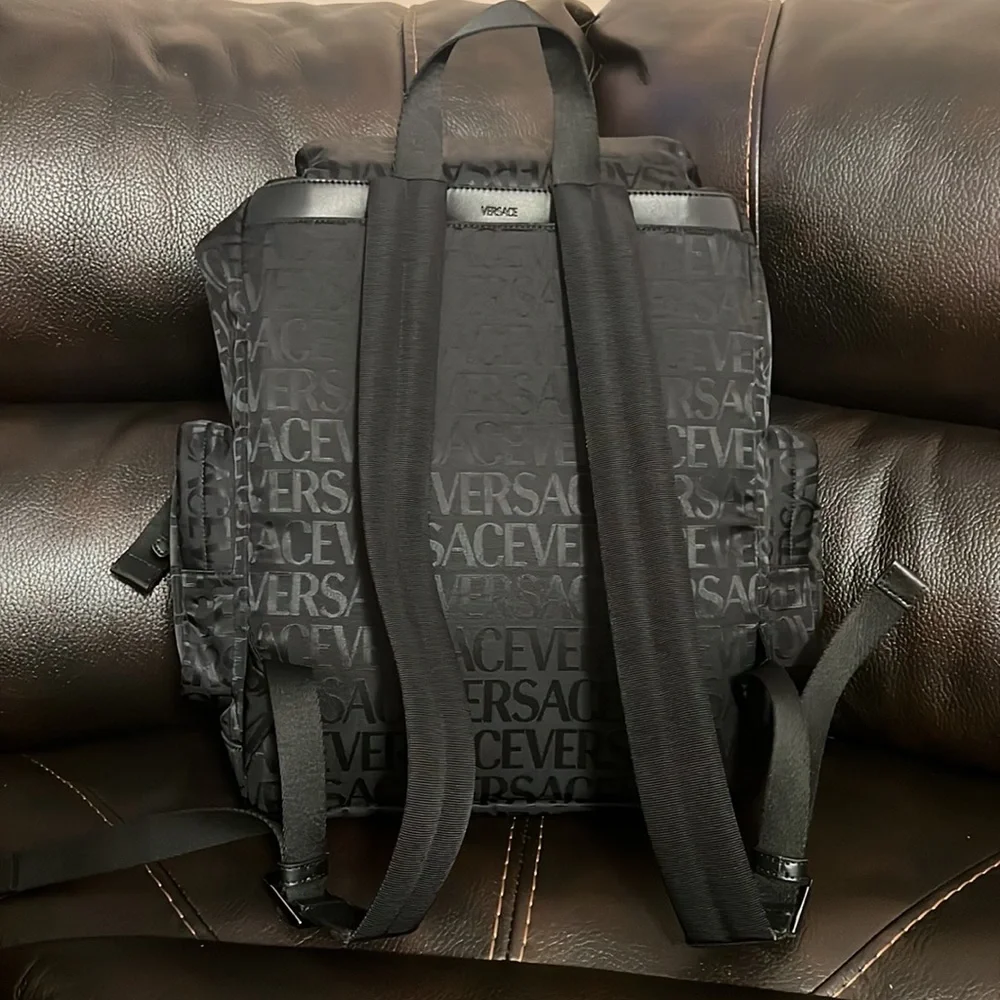 “Versace” all over logo monogram print unisex large backpack NEW - Picture 10 of 14